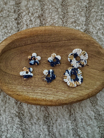 Pampilles - Bleu marine, Blanche et Or (sans créoles)