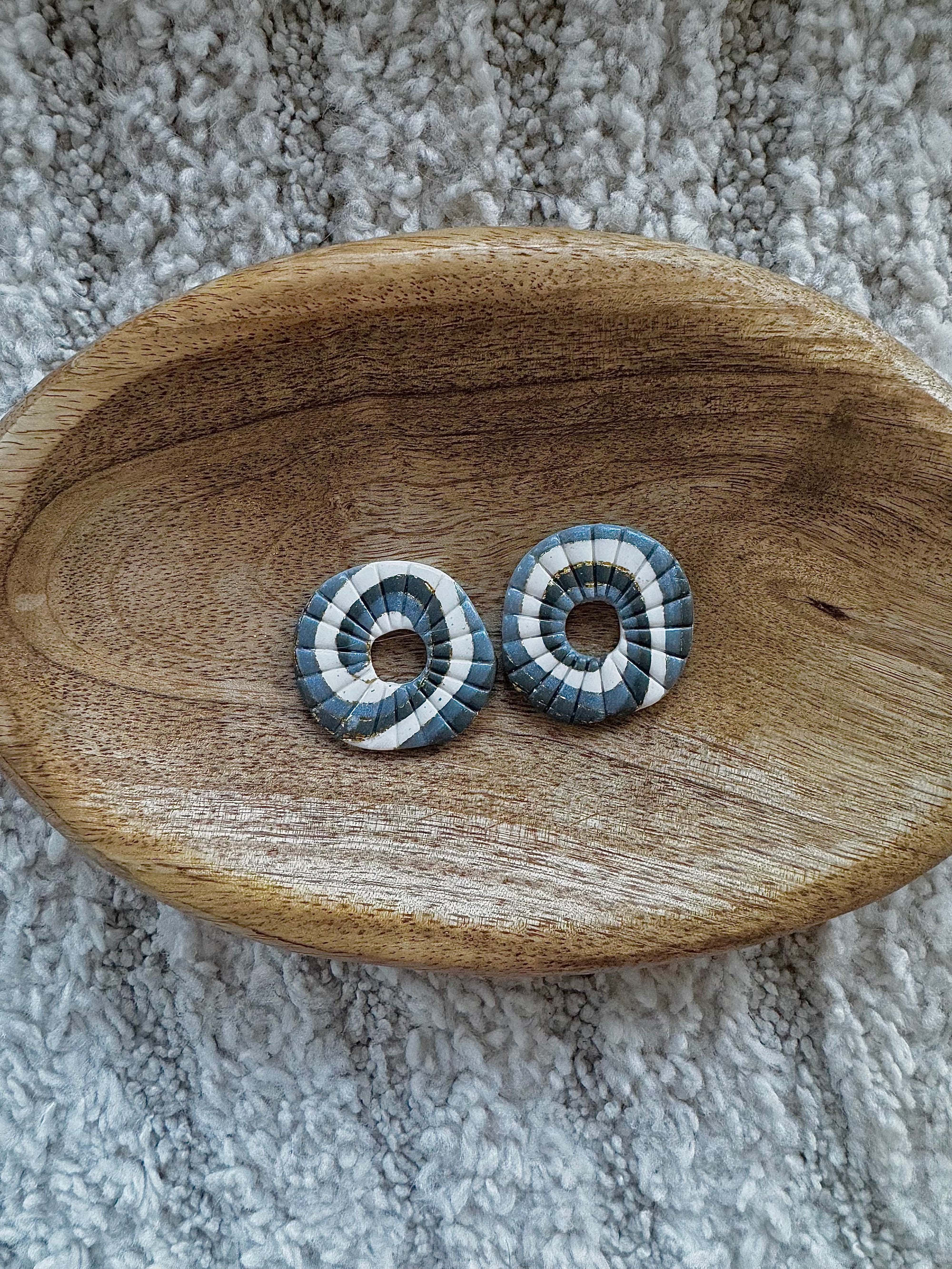 Pampilles - Cercle Gris, Blanc et Or (sans créoles)