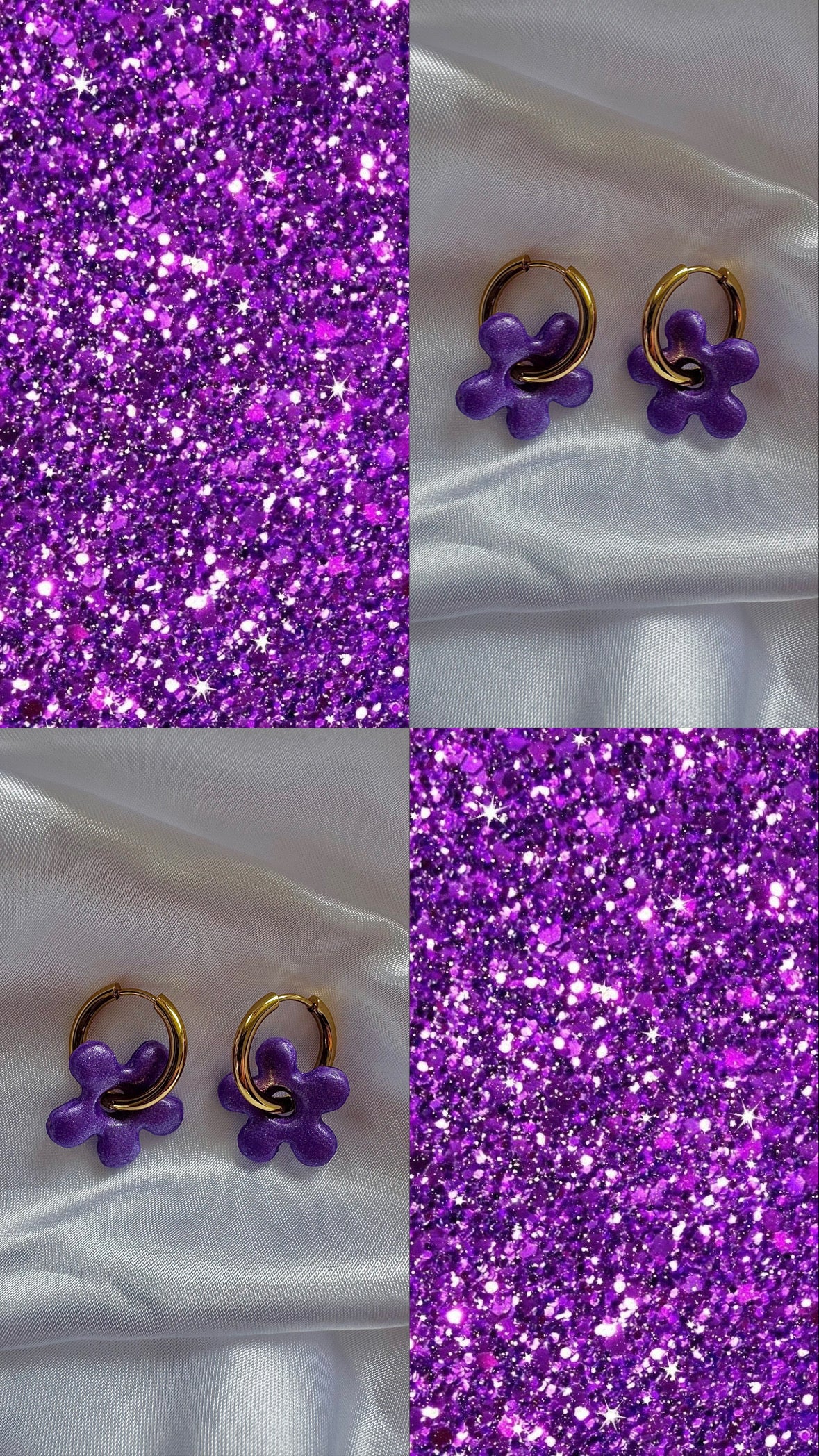 Pampilles - Violette Pailletée (sans créoles)