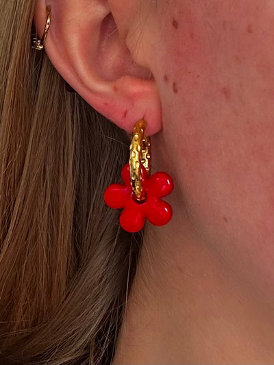 Pampilles Fleur - Rouge (sans créoles)