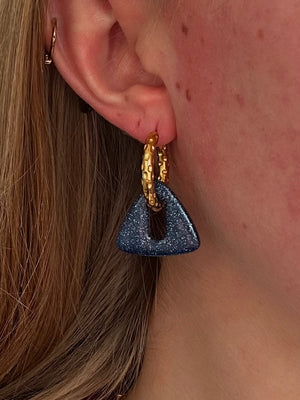 Pampilles Trionis - Bleu pailleté (sans créoles)