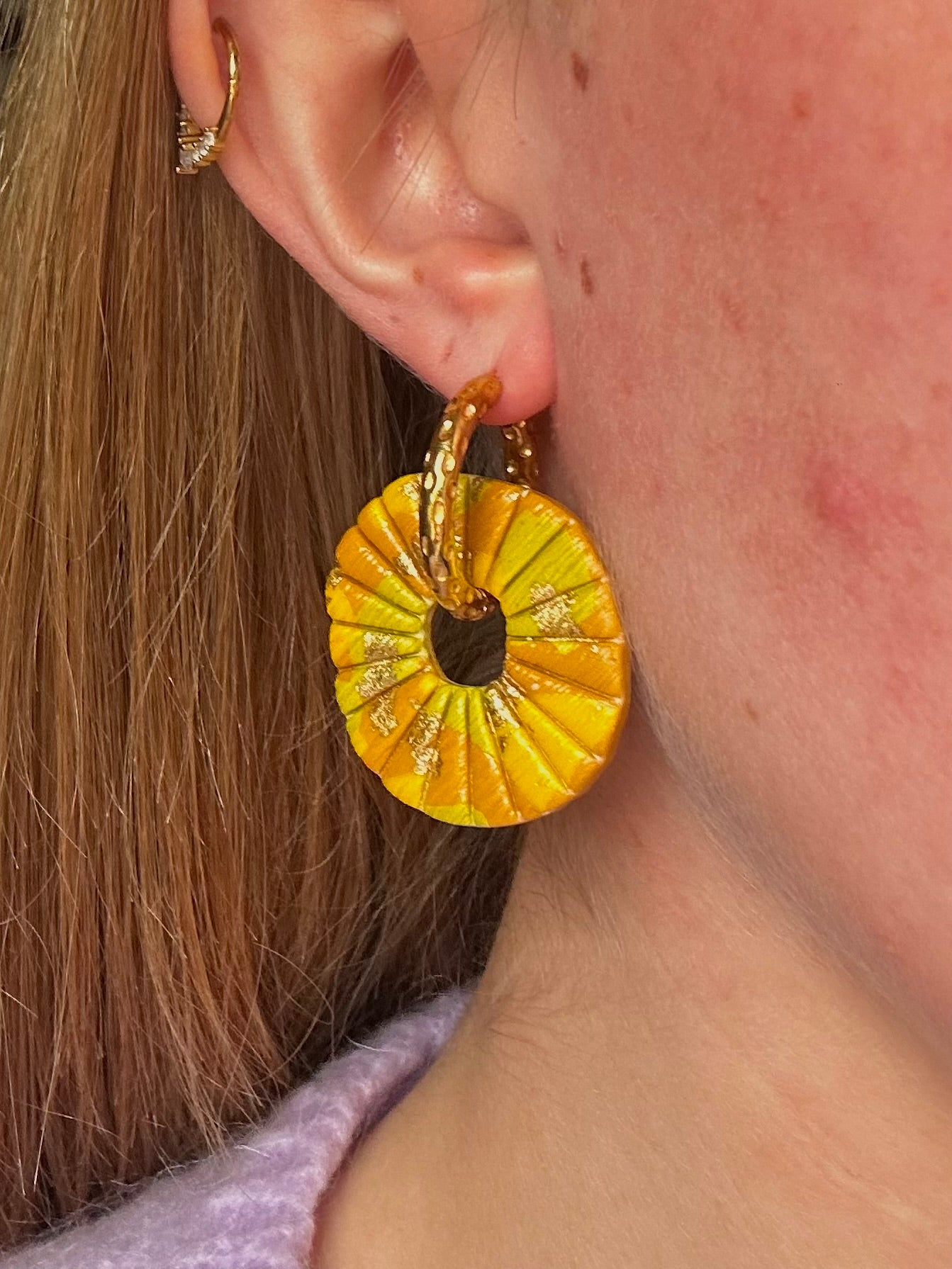 Pampilles Azalée - Jaune, Vert et Or (sans créoles)