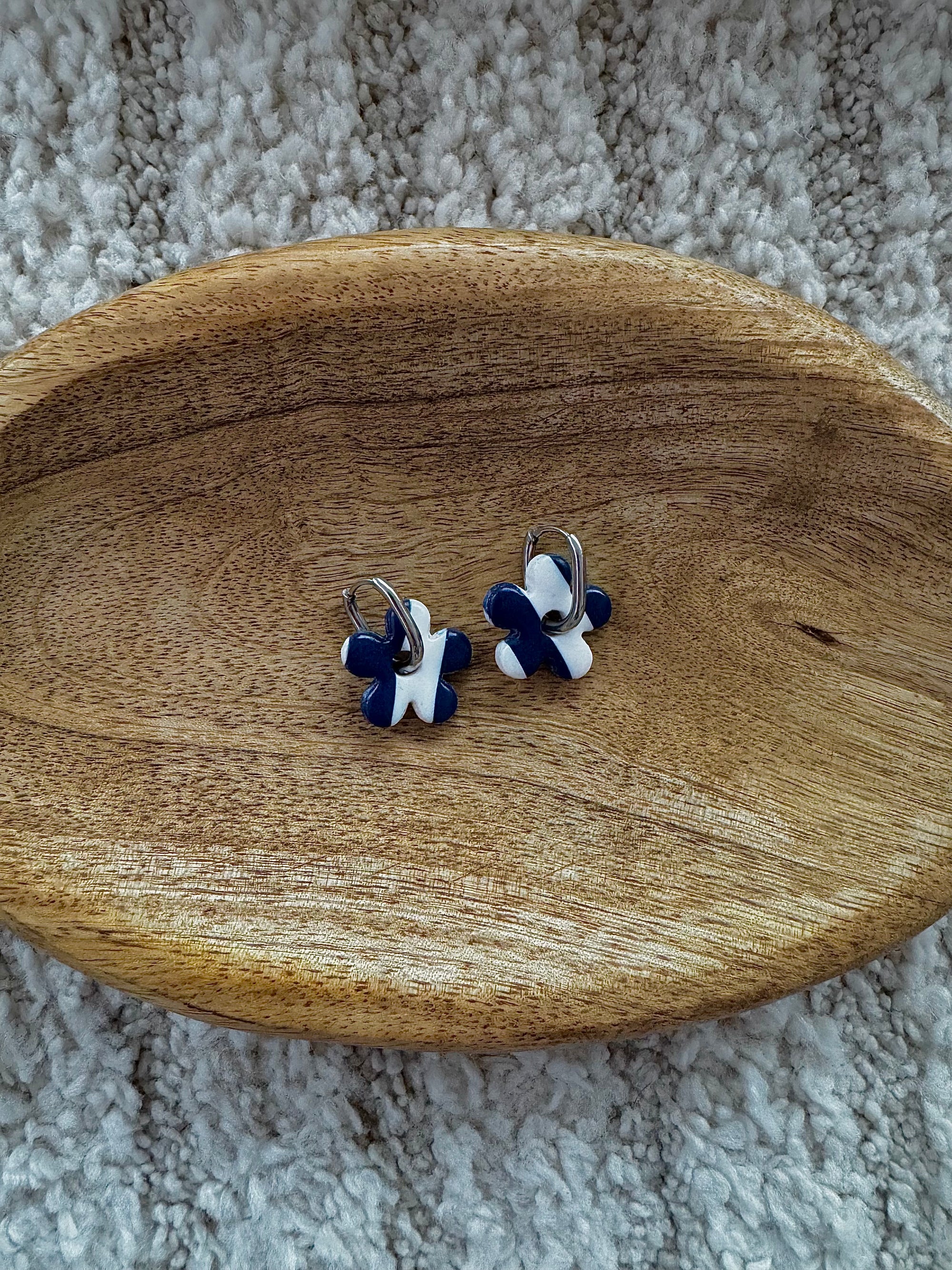 Pampilles - Rayures Marine et Blanches (sans créoles)