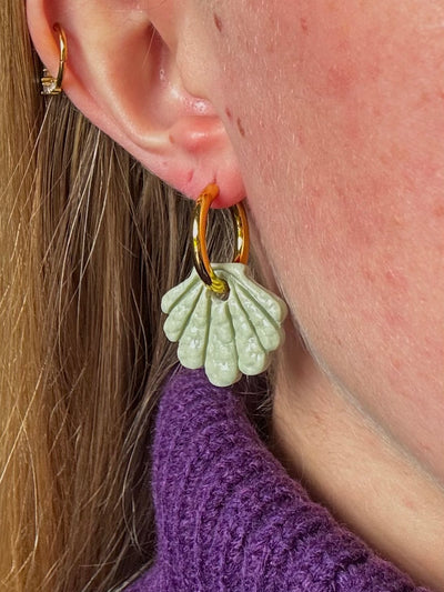 Pampilles Perla - Vert Clair, Effet cuir (sans créoles)