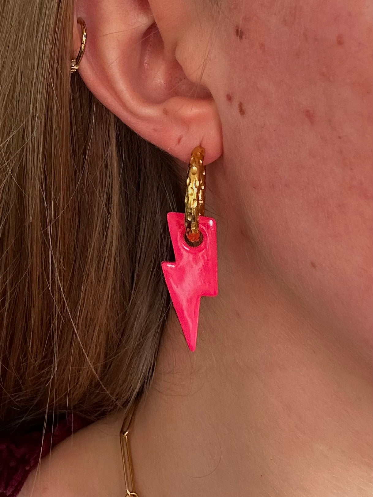 Pampilles Éclair - Rose fuschia (sans créoles)