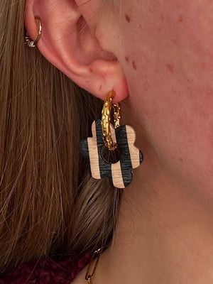 Pampilles Maxi Rosalie - Rayé Noir et Beige (sans créoles)