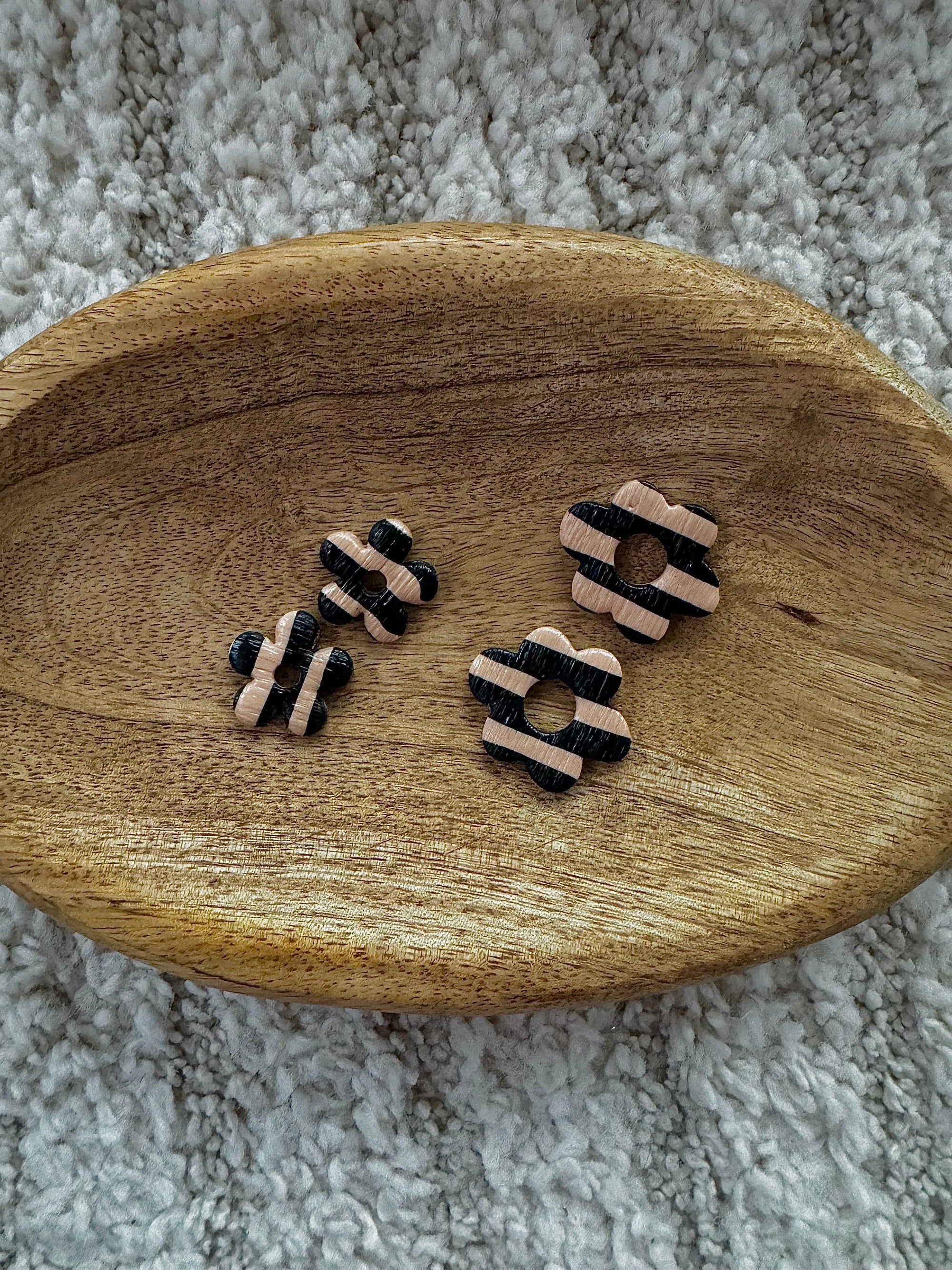 Pampilles - Rayures Beige et Noires (sans créoles)