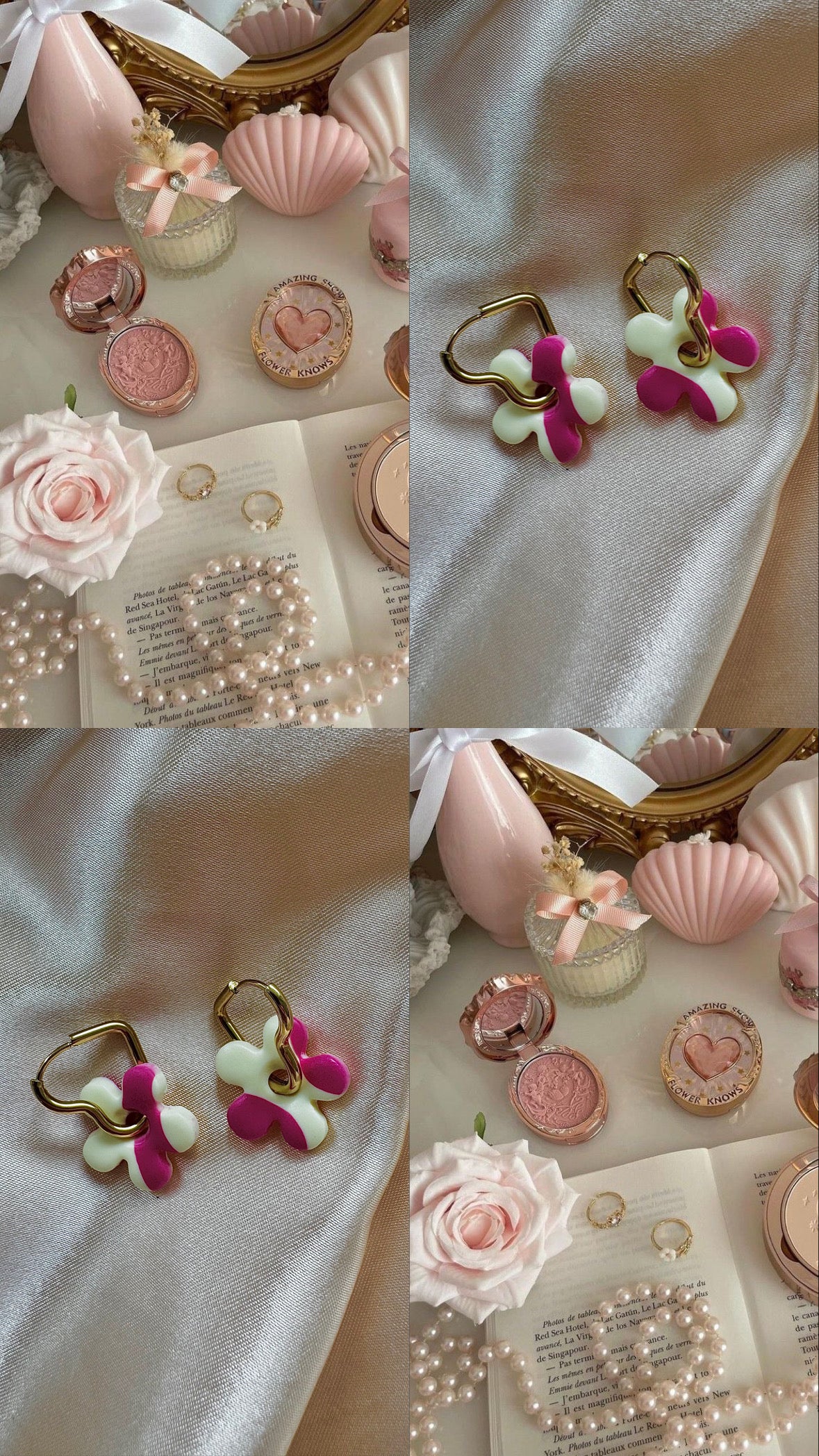 Pampilles - Rose et Jaune pastel (sans créoles)
