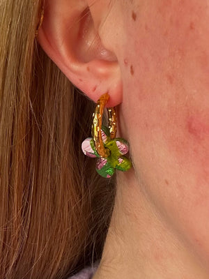 Pampilles Zyra - Vert et Rose (sans créoles)