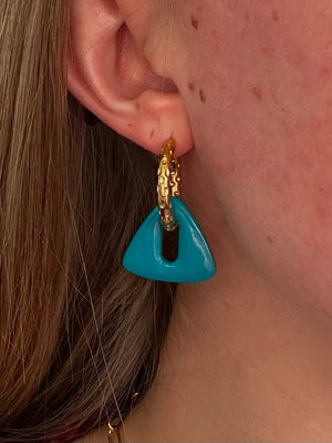 Pampilles Trionis - Bleu Canard (sans créoles)