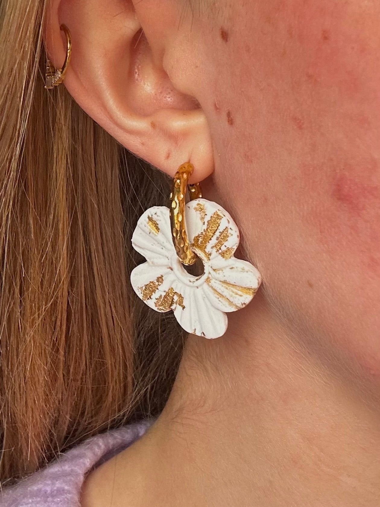 Pampilles Kiola - Blanc et Or (sans créoles)