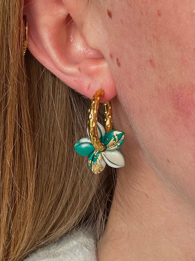 Pampilles Mini Vaiana - Bleu Canard et Or (sans créoles)