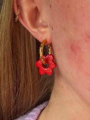 Pampilles Rosalie - Rouge pailletée (sans créoles)