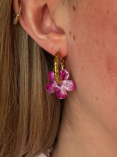 Pampilles Fleur - Effet Quartz (sans créoles)