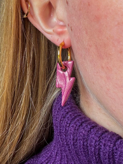 Pampilles Éclair - Prune pailleté (sans créoles)