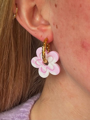 Pampilles Solea - Rose et Blanc (sans créoles)