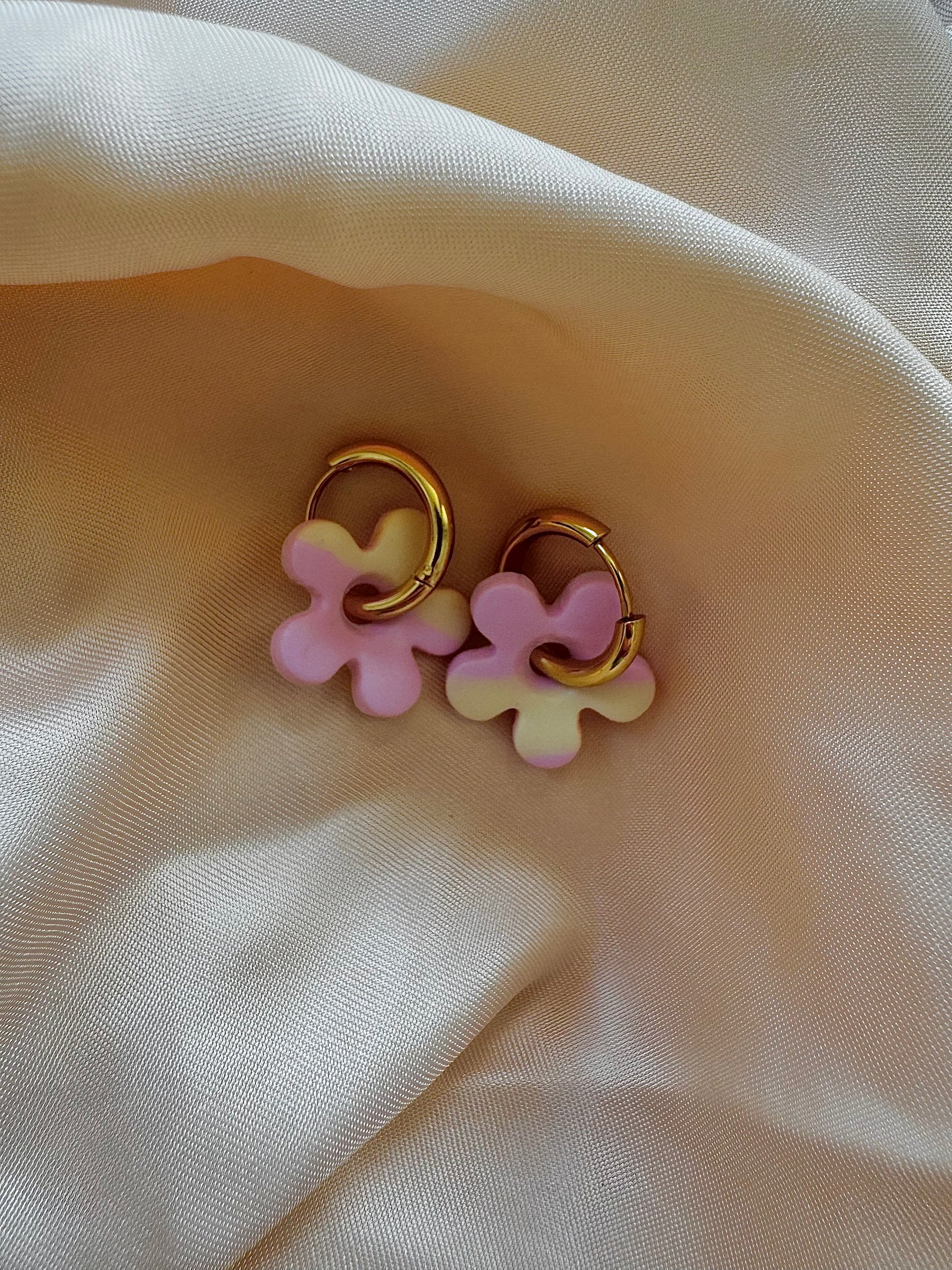 Pampilles - Rose et Jaune pastel (sans créoles)