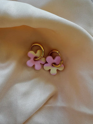 Pampilles - Rose et Jaune pastel (sans créoles)