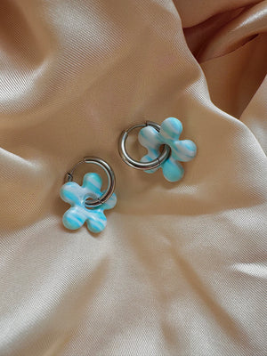 Pampilles - Bleu ciel, Turquoise et Blanche (sans créoles)