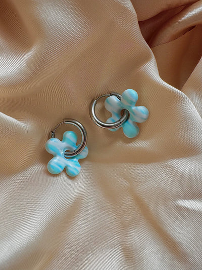 Pampilles - Bleu ciel, Turquoise et Blanche (sans créoles)
