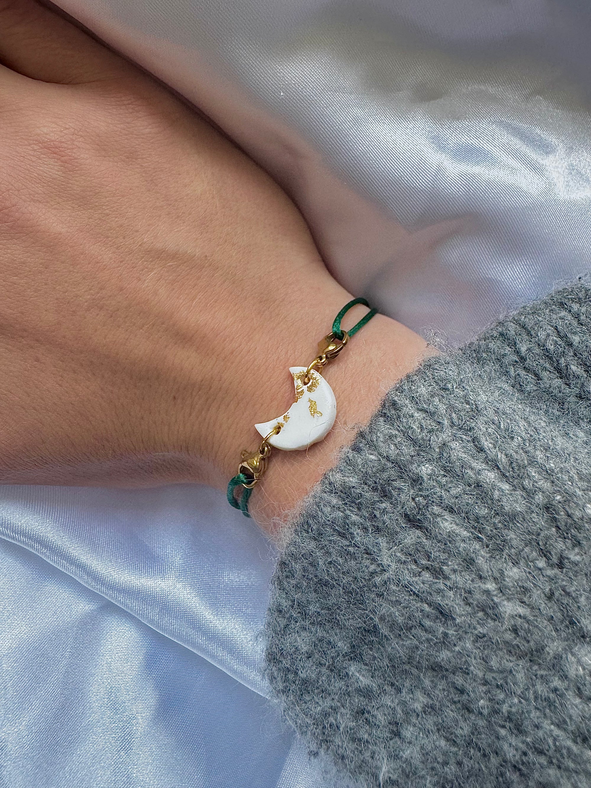 Pampille Bracelets Interchangeables - Blanc et Or (sans cordons)