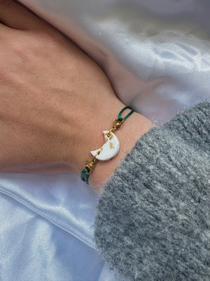 Pampille Bracelets Interchangeables - Blanc et Or (sans cordons)